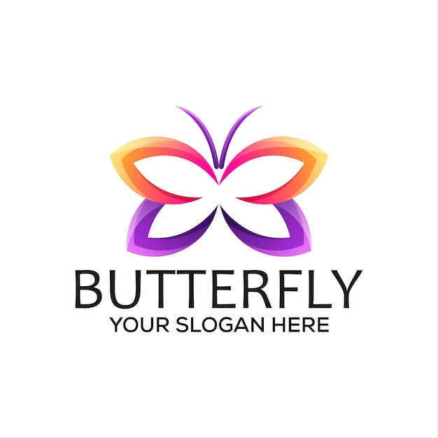 butterfly  line art logo design vector template colorful