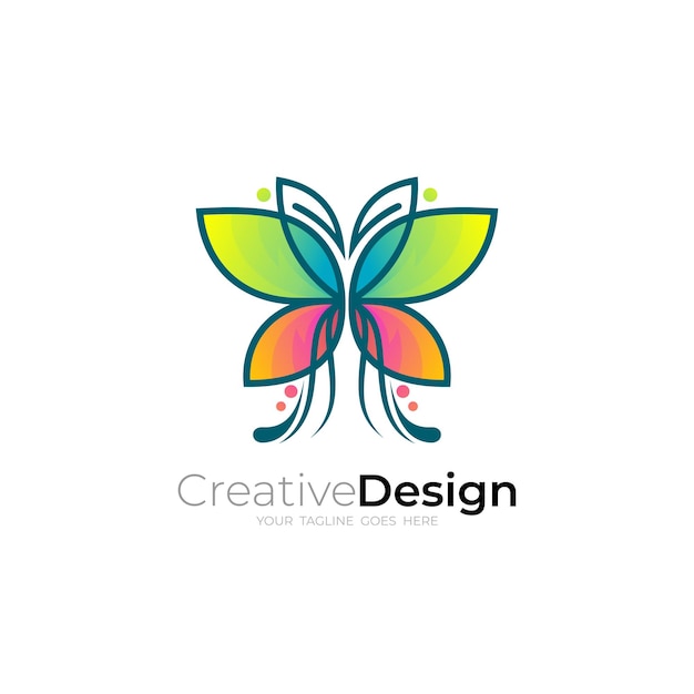 Butterfly logo colorful Abstract animal logo template simple