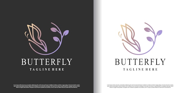 Butterfly logo design vector with creative and unique style concept premium vector