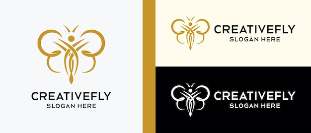 Butterfly logo design with hand drawn creative tribal concept