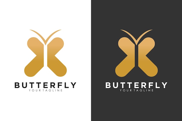 Butterfly logo design with illustration idea concept