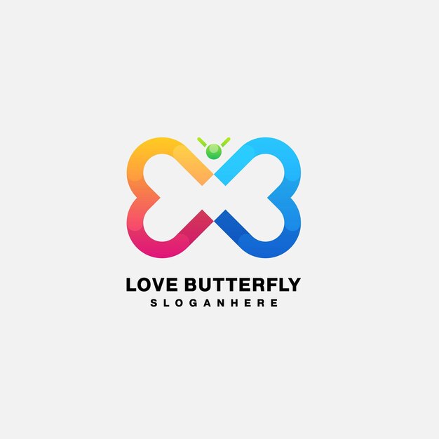 Butterfly logo line art design gradient color symbol