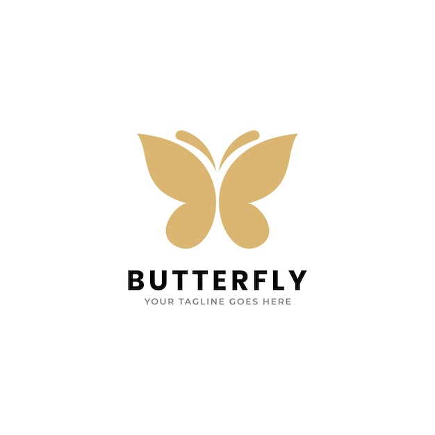 butterfly logo vector monoline outline illustration icon