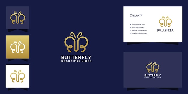 Butterfly logo with initial letter bb and creative line art concept