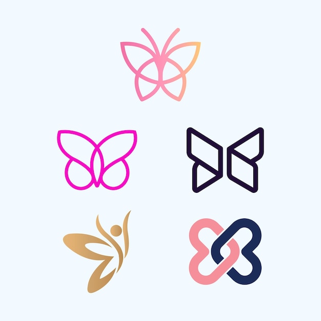 Butterfly logos 1 collection symbol designs for business