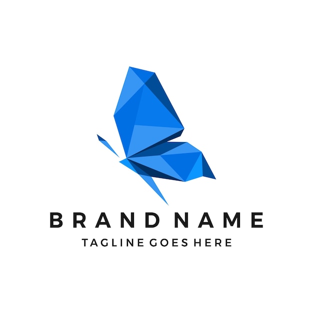 butterfly low poly geometric polygonal triangle logo design template