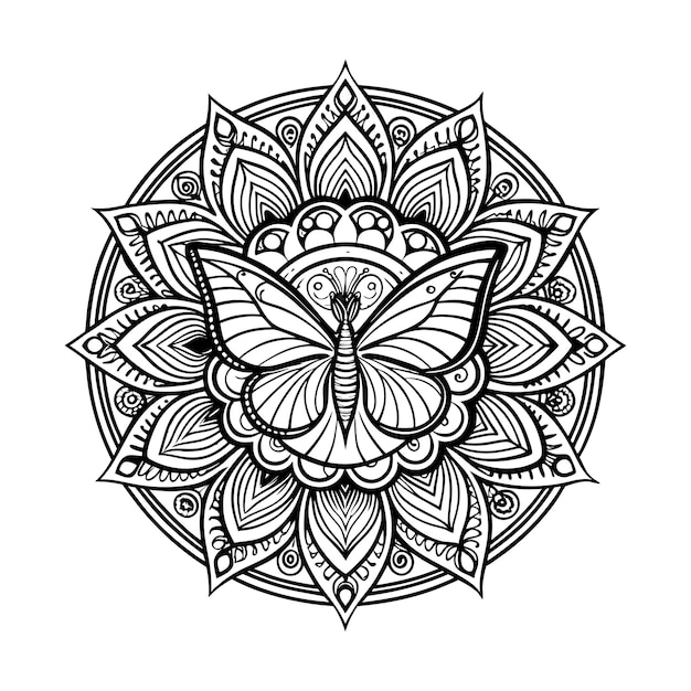 Vector butterfly mandala coloring book for kids kdp interior design