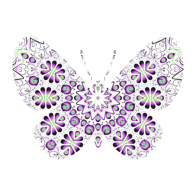 Butterfly Mandala ornament hand drawn vector can be use for textile phone case print greeting card