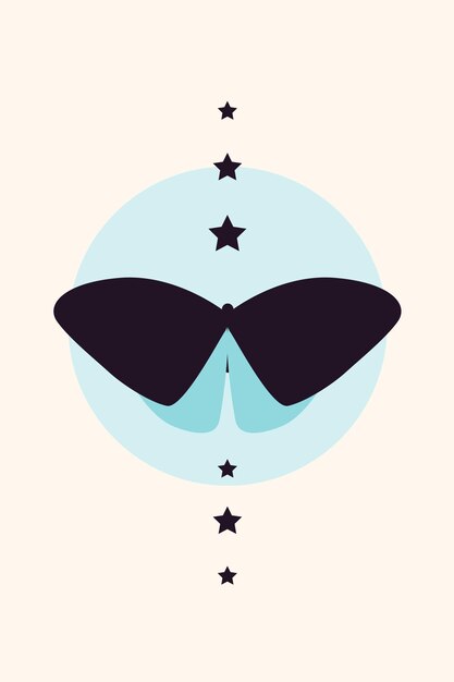 Butterfly minimalist boho element poster template.