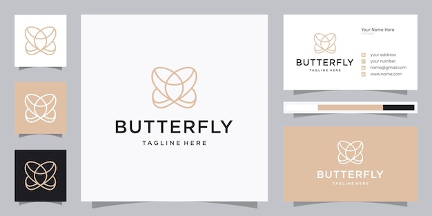 Butterfly mono line logo design inspiration