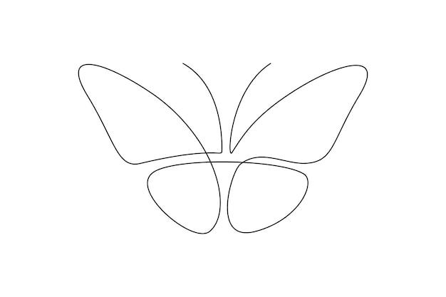 Butterfly in One continuous line drawing Beautiful flying moth for wellbeing beauty or spa salon logo concept in simple linear style Editable stroke Doodle vector illustration