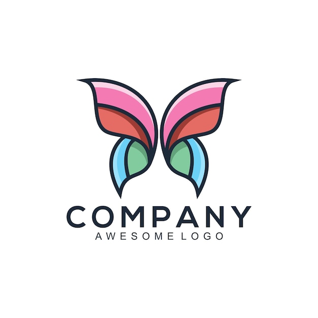 Butterfly outline logo template