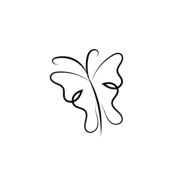 Butterfly outline with drawn details collection