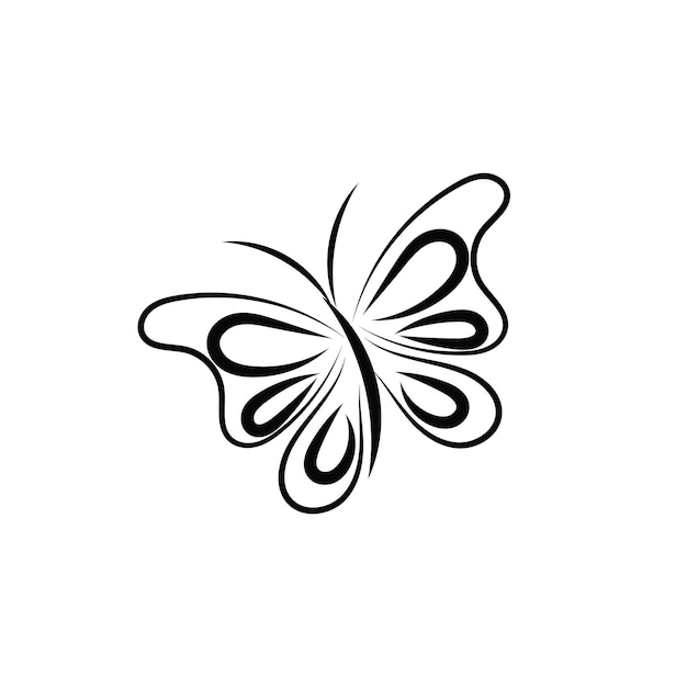 Butterfly outline with drawn details collection