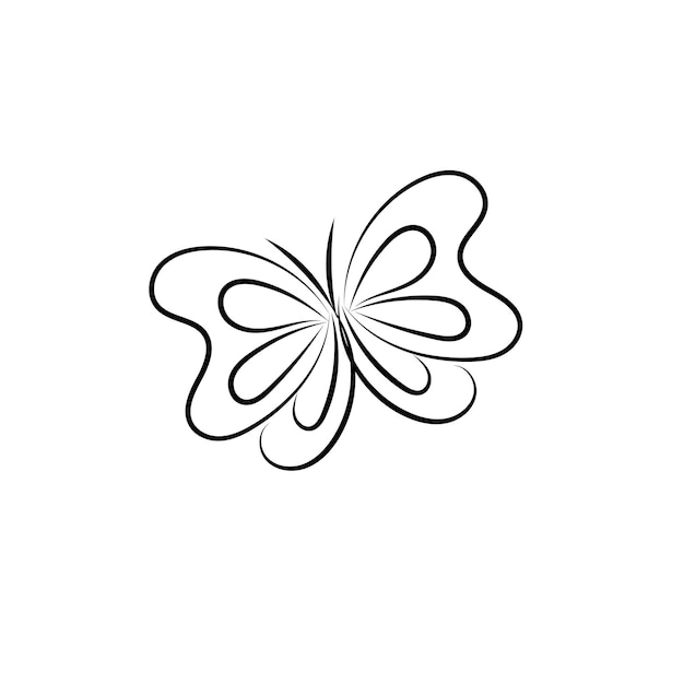 Butterfly outline with drawn details collection