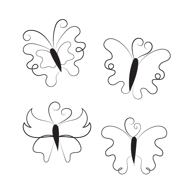 butterfly outline with drawn details collection