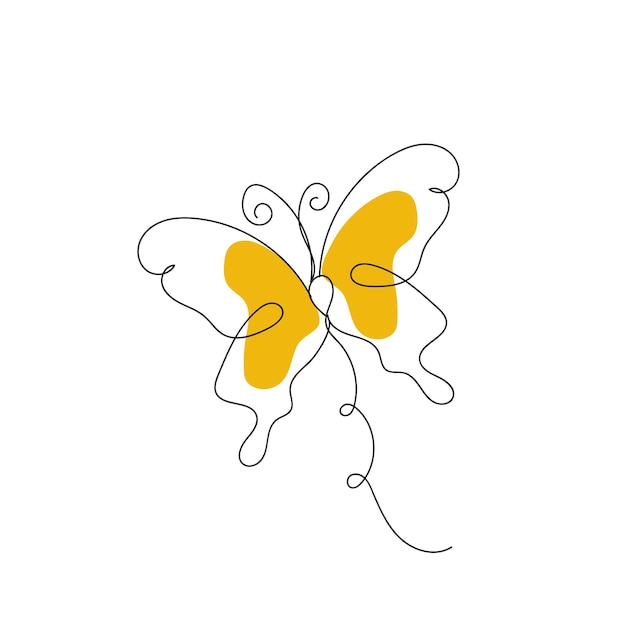 Butterfly outline with drawn details collection