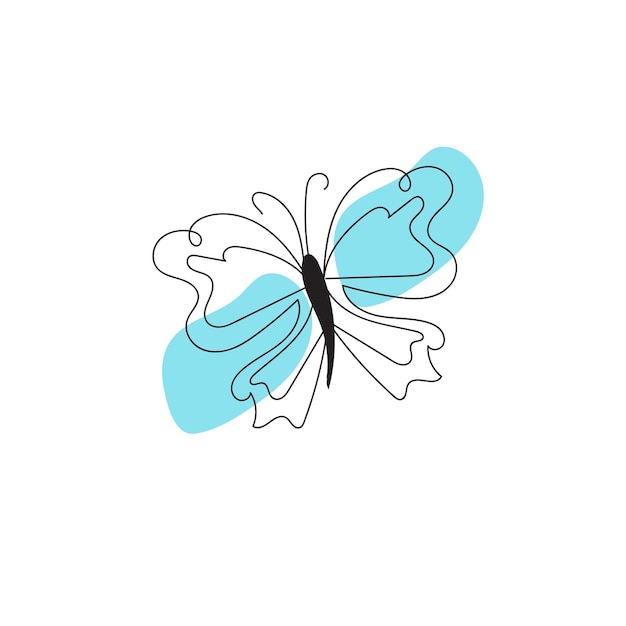 Butterfly outline with drawn details collection