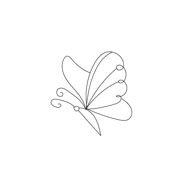 Butterfly outline with linear flat details collection