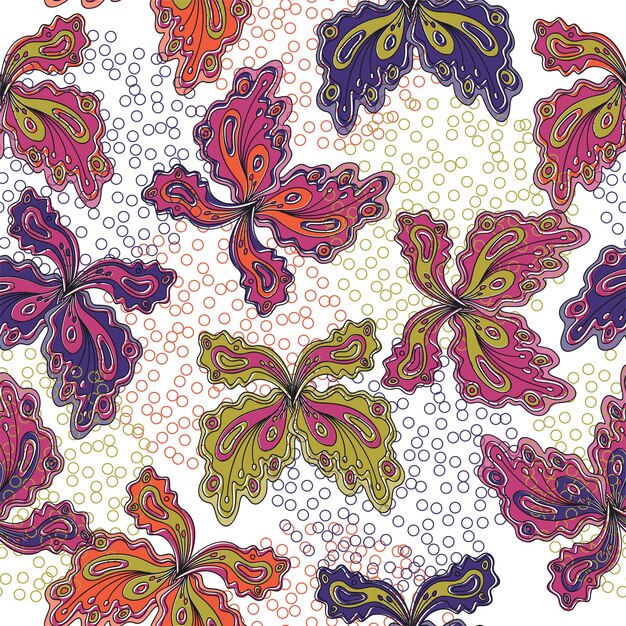 Butterfly pattern. Vector seamless background.