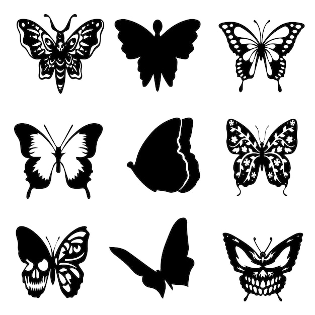 Vector butterfly silhouette collection