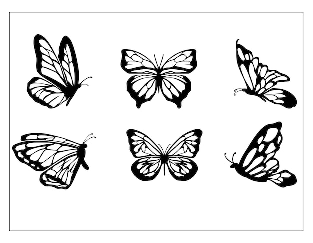 Butterfly Silhouette Drawing in black and white