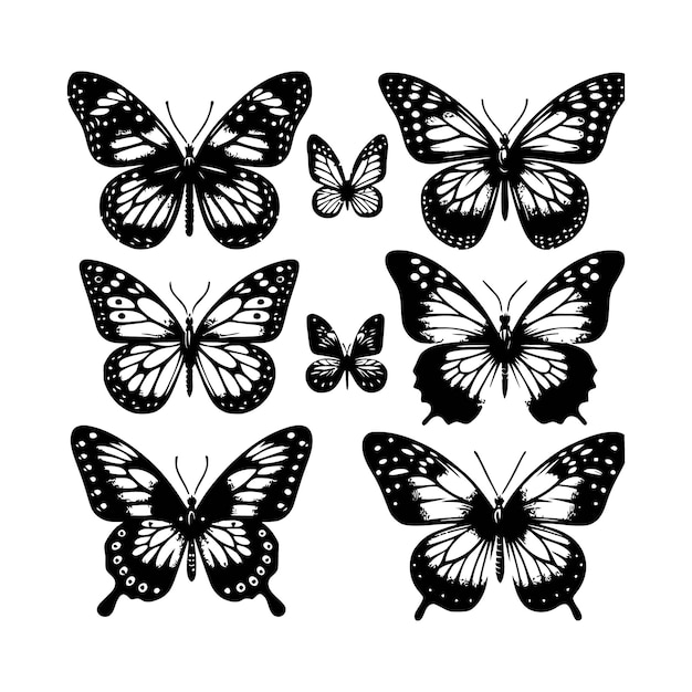 butterfly silhouette set