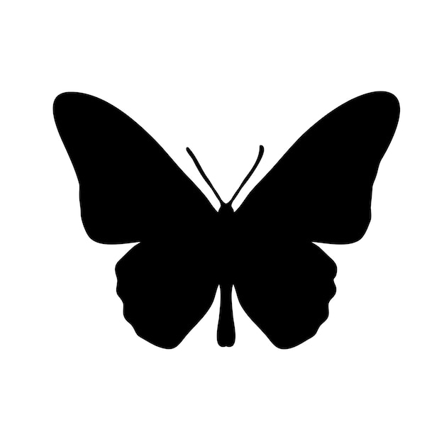 Butterfly in silhouette style on a white background for print and design Vector illustration