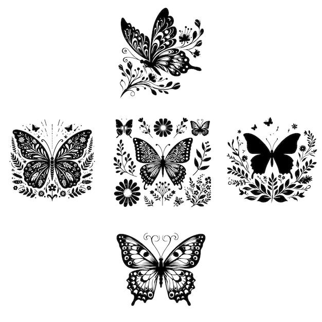 Butterfly silhouette vector editable download