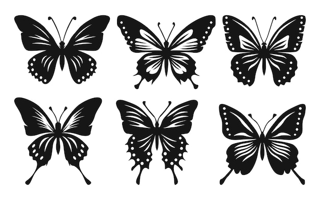 Butterfly silhouettes Bundle collection Black Butterfly set