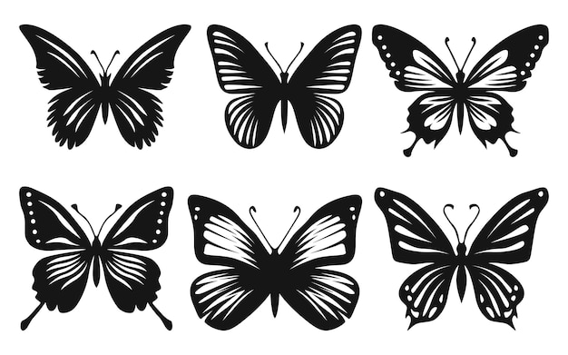 Butterfly silhouettes Bundle collection Black Butterfly set