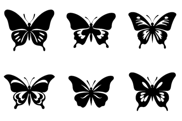 Butterfly silhouettes collection vector illustration