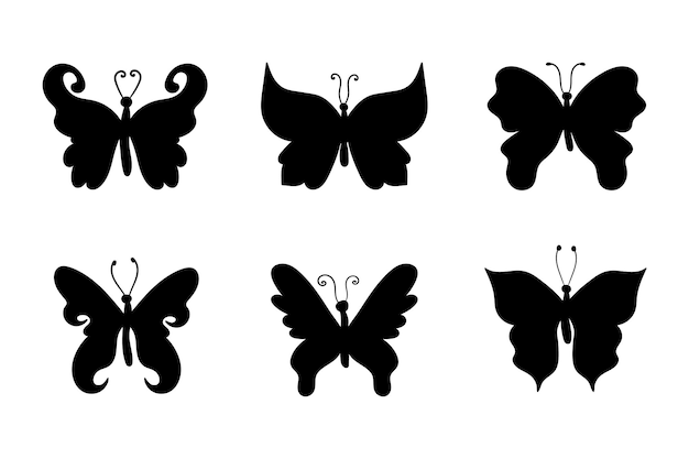 Butterfly silhouettes monochrome butterflies silhouettes collection on white background