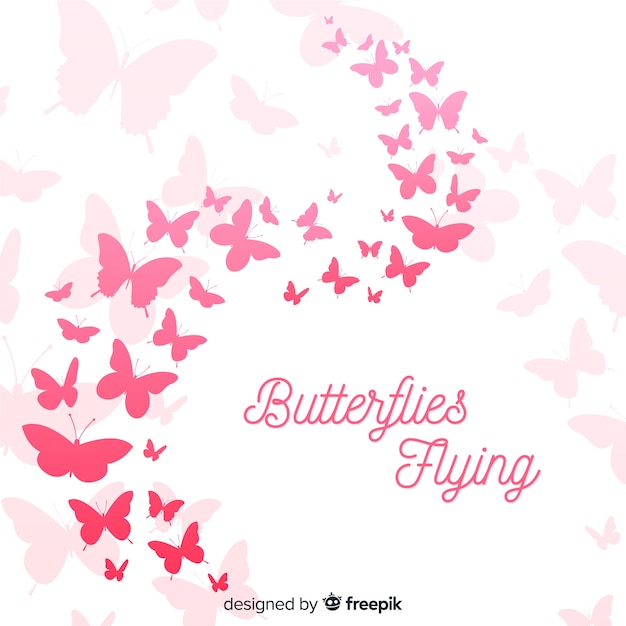 Butterfly swarm silhouette background