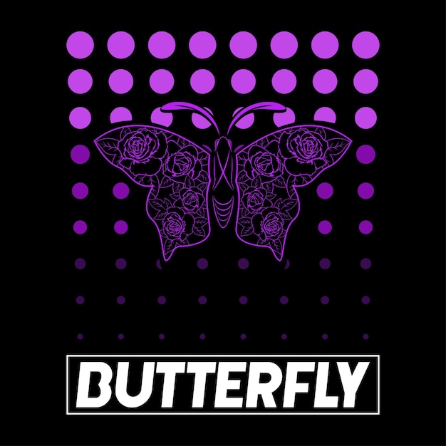 butterfly t shirt design streetwear vector