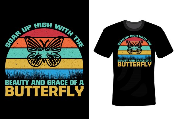 Butterfly T shirt design typography vintage