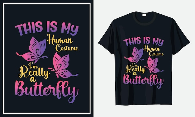 Butterfly typography tshirt design vector Premium Vector