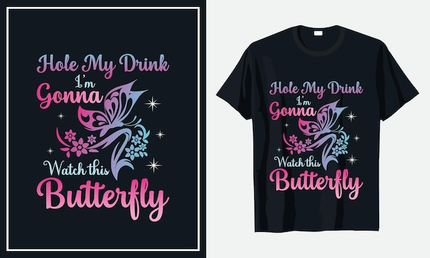 Butterfly typography tshirt Design vector Premium Vector