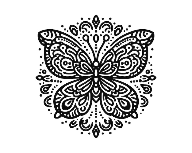 Vector butterfly vector line art mandala design