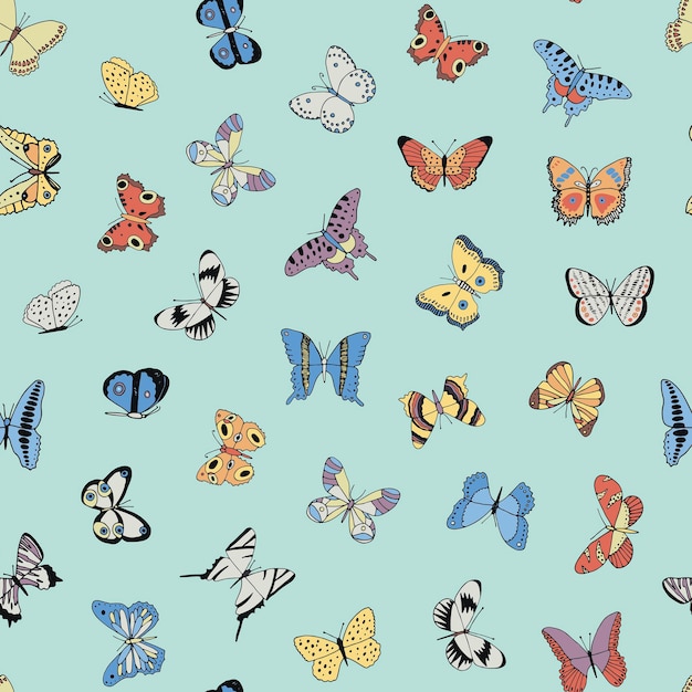 Butterfly vector seamless summer pattern