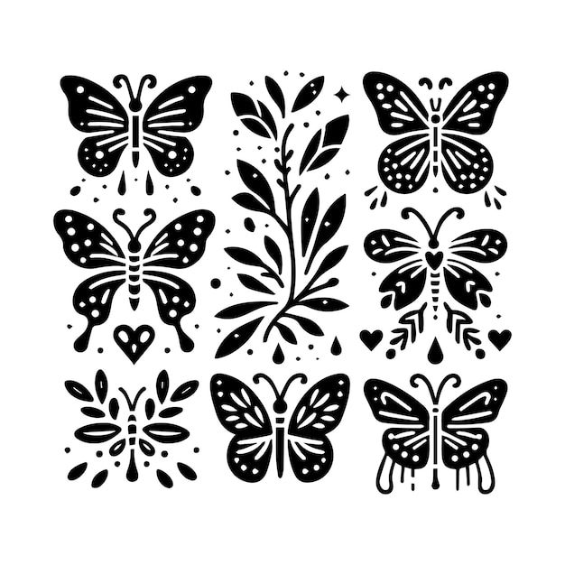 Butterfly vector silhouette illustration Monarch butterfly silhouettes collection vector