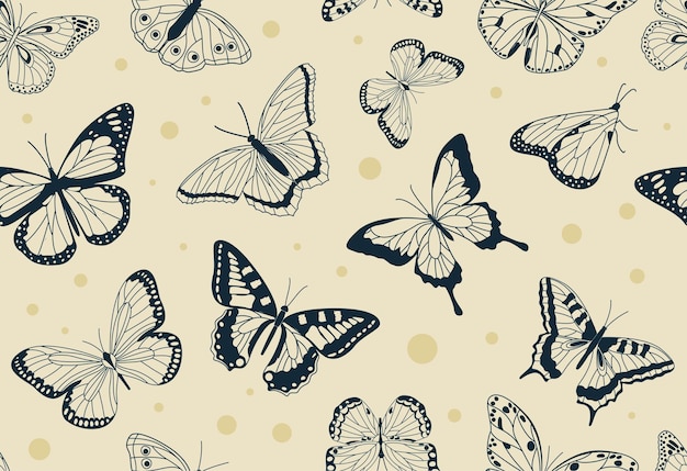 Butterfly vintage seamless pattern