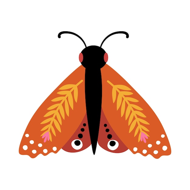 Butterfly on a white background stylized butterfly flat style vector childrens ornament moder