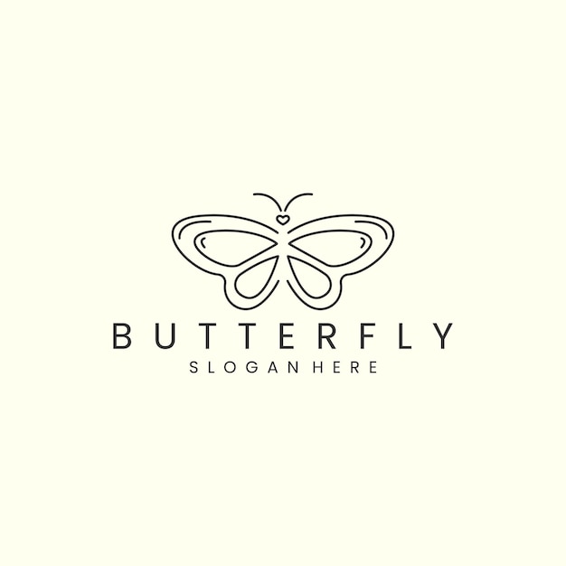 Butterfly with line art style logo icon template design animal spa beauty vector illustration