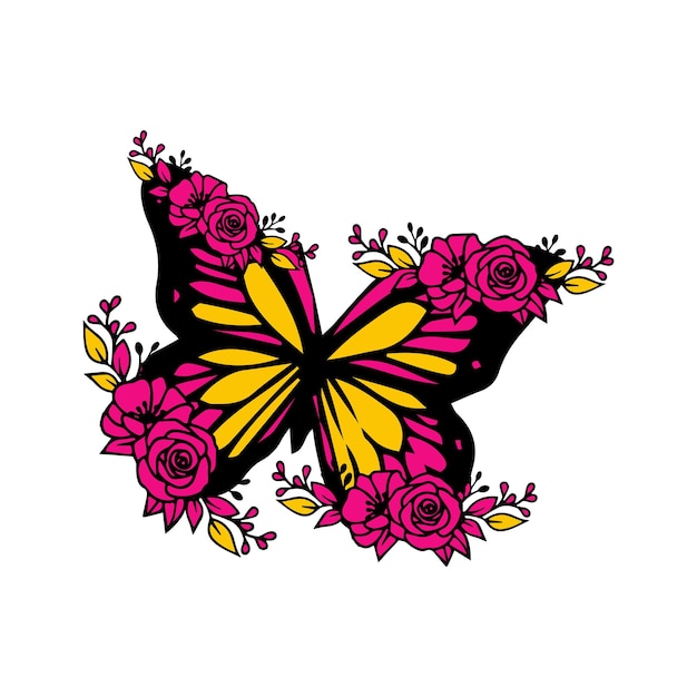 A butterfly with a yellow flower on it