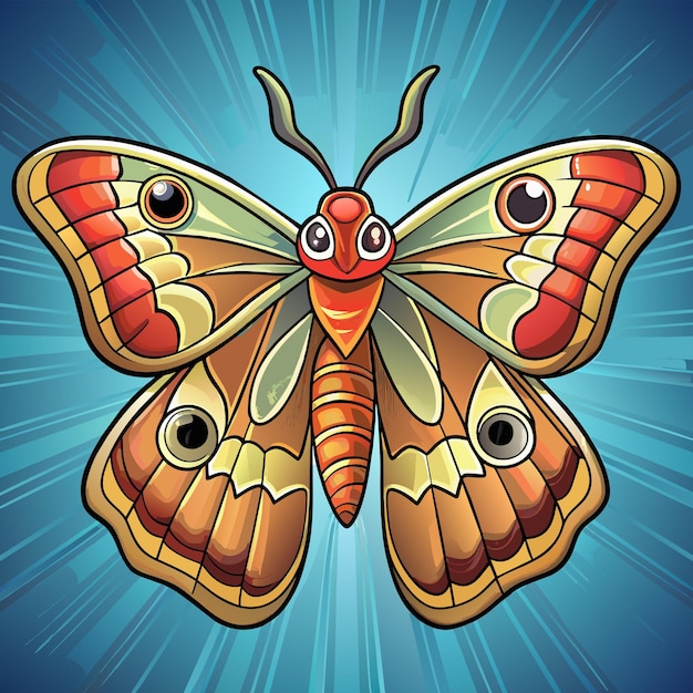 Vector a butterfly with a yellow and red wings is shown with a blue background