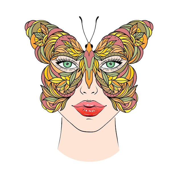 Butterfly and woman face