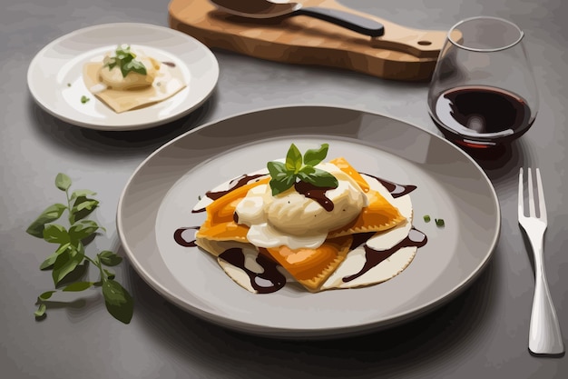 Butternut Squash Ravioli with Smoked Mozzarella Sauce