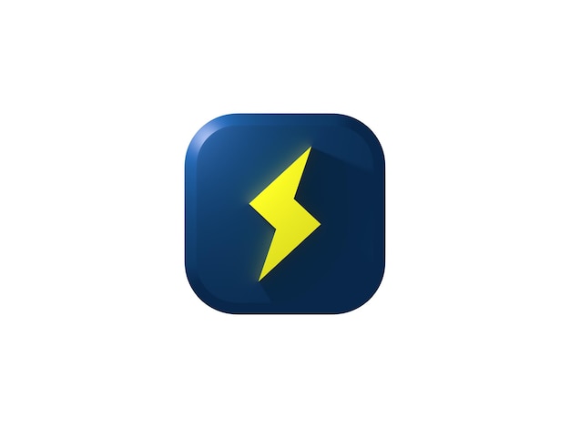 Button 3D Icon Thunder Lightning Logo