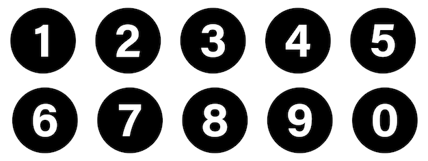 Button numbers Number from 1 to 9 flat design isolated vector